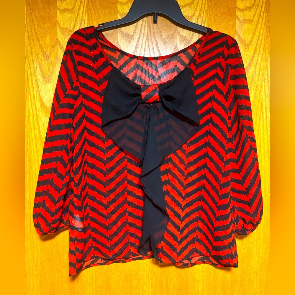 Beautiful Bow Back Junior’s Red Blouse
